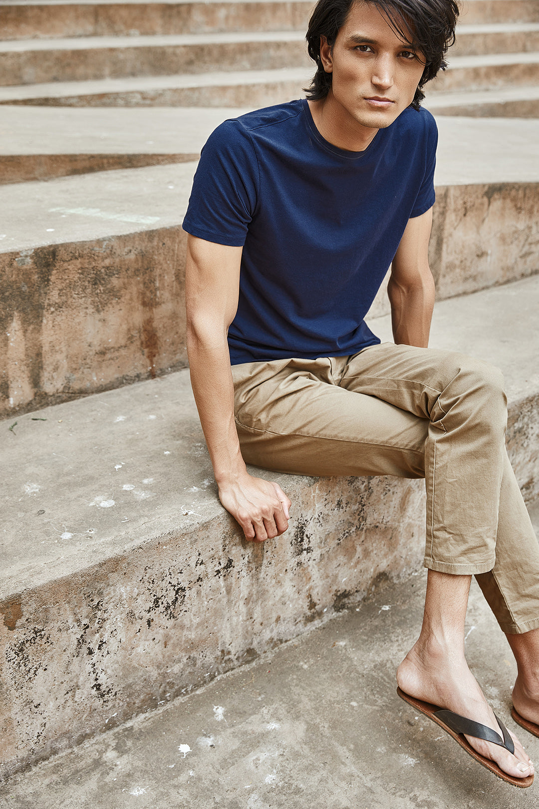  Dinan Blue Sustainable Cotton Classic Tees For Men Online