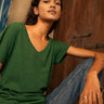 Eden Green V Neck Organic Cotton T Shirt For Women Online