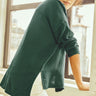 Forest Side Slit Green Cotton Summer Resort Shirt For Women Online