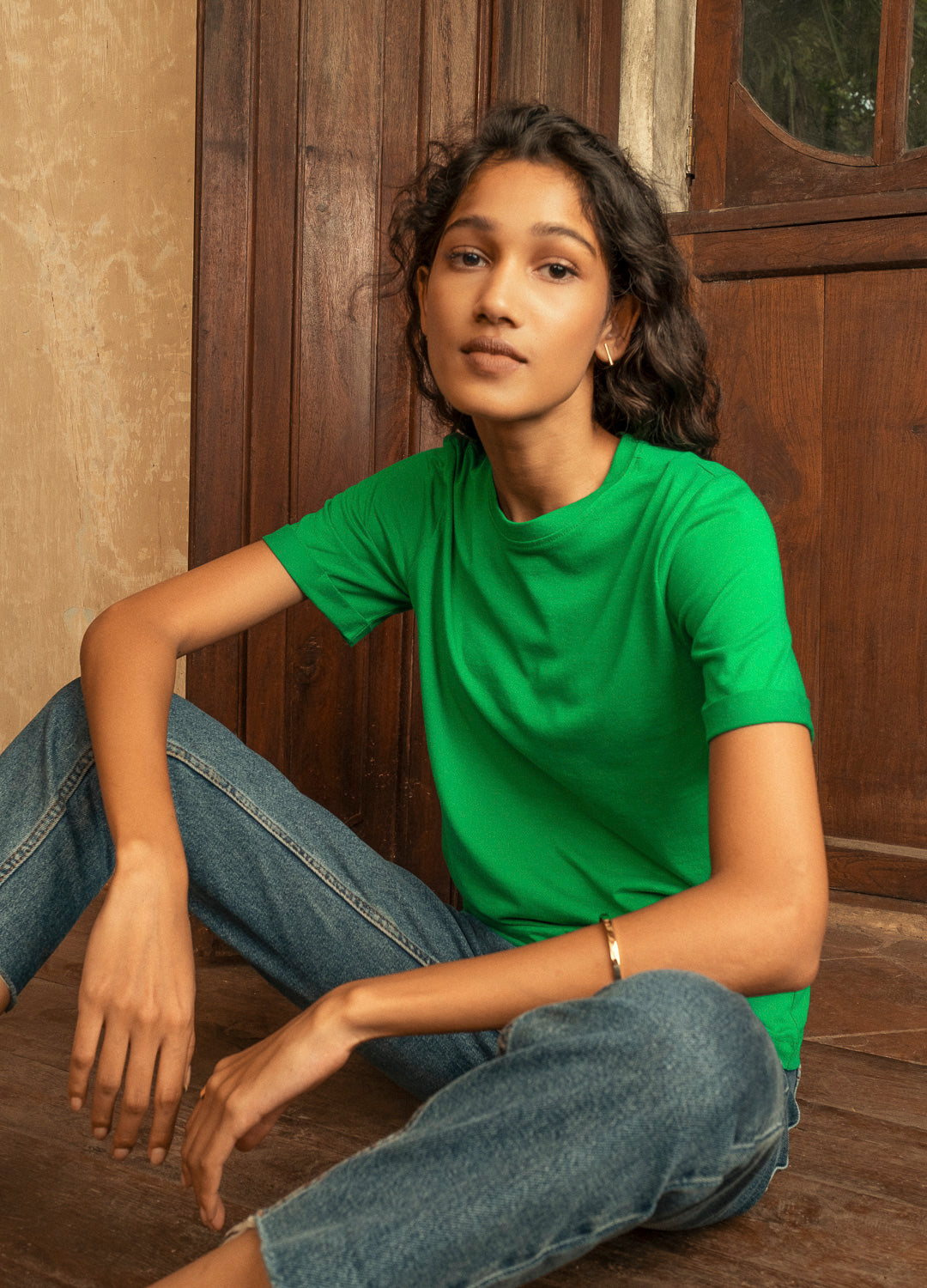Gecko Basic Green Organic Cotton T Shirt For Women Online