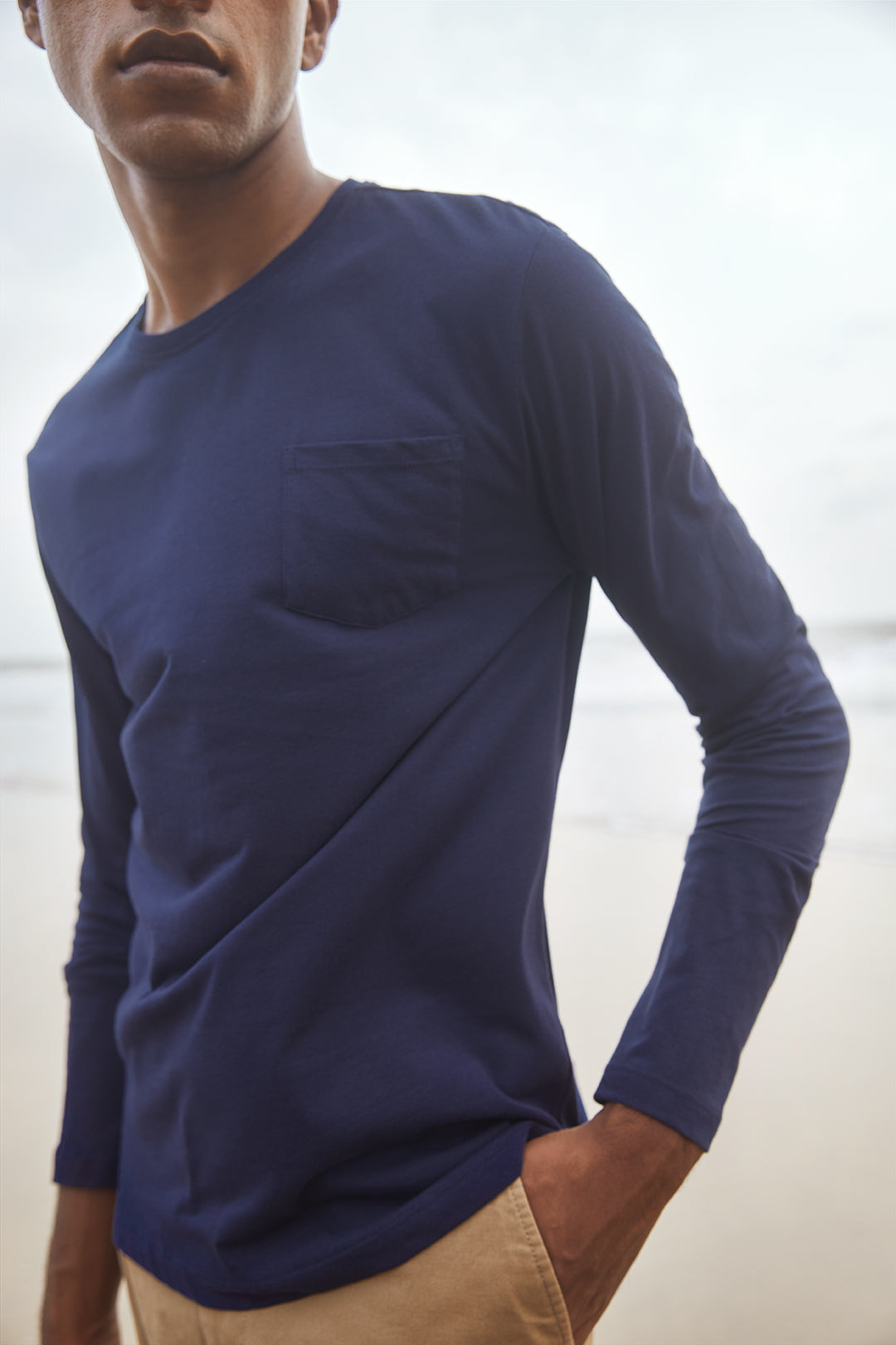 Indigo Blue Sustainable Cotton  Full Sleeve T Shirt For Men Online
