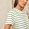 Olive Stripe White Organic Cotton T Shirt For Women Online