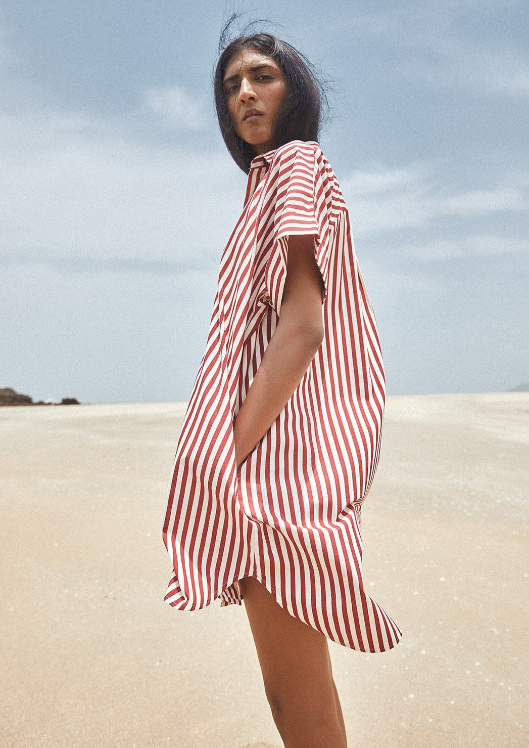 Ruby Stripe Organic Cotton Shirt Dress For Women Online