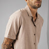  Sand Brown Organic Cotton Cuban Shirt For Men Online