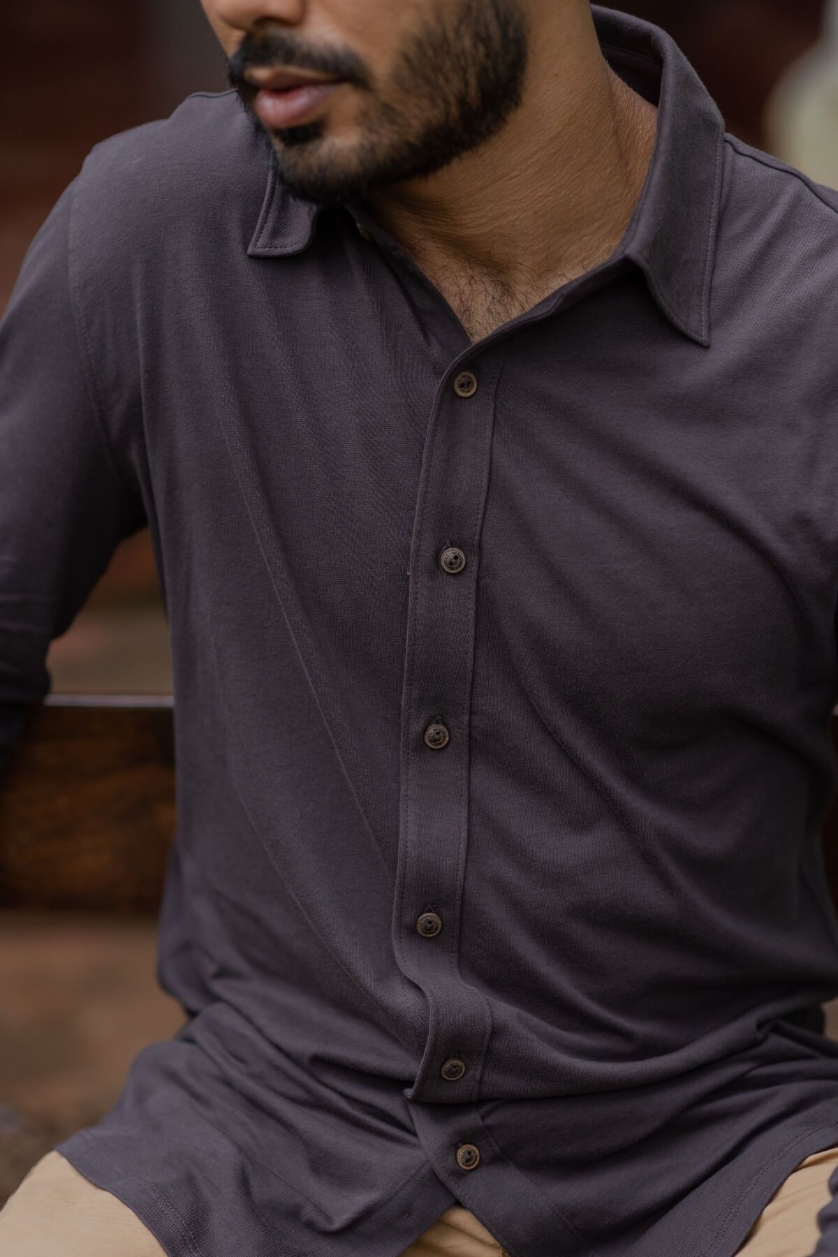 Sete Blue Organic Cotton Sustainable Knit Shirt for Men Online