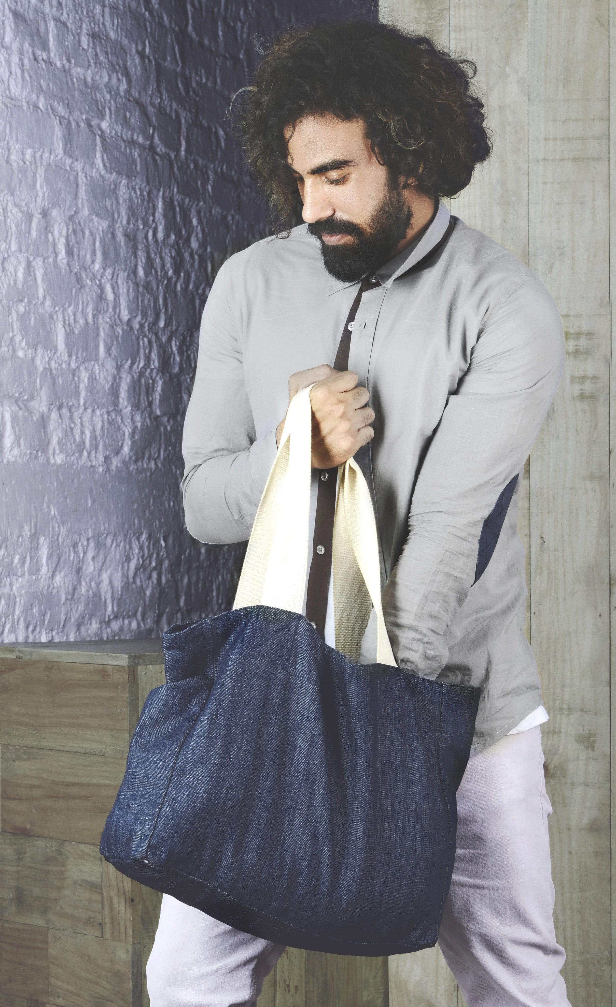 Shopper Tote Bag Denim-No Nasties - Organic Cotton Clothing