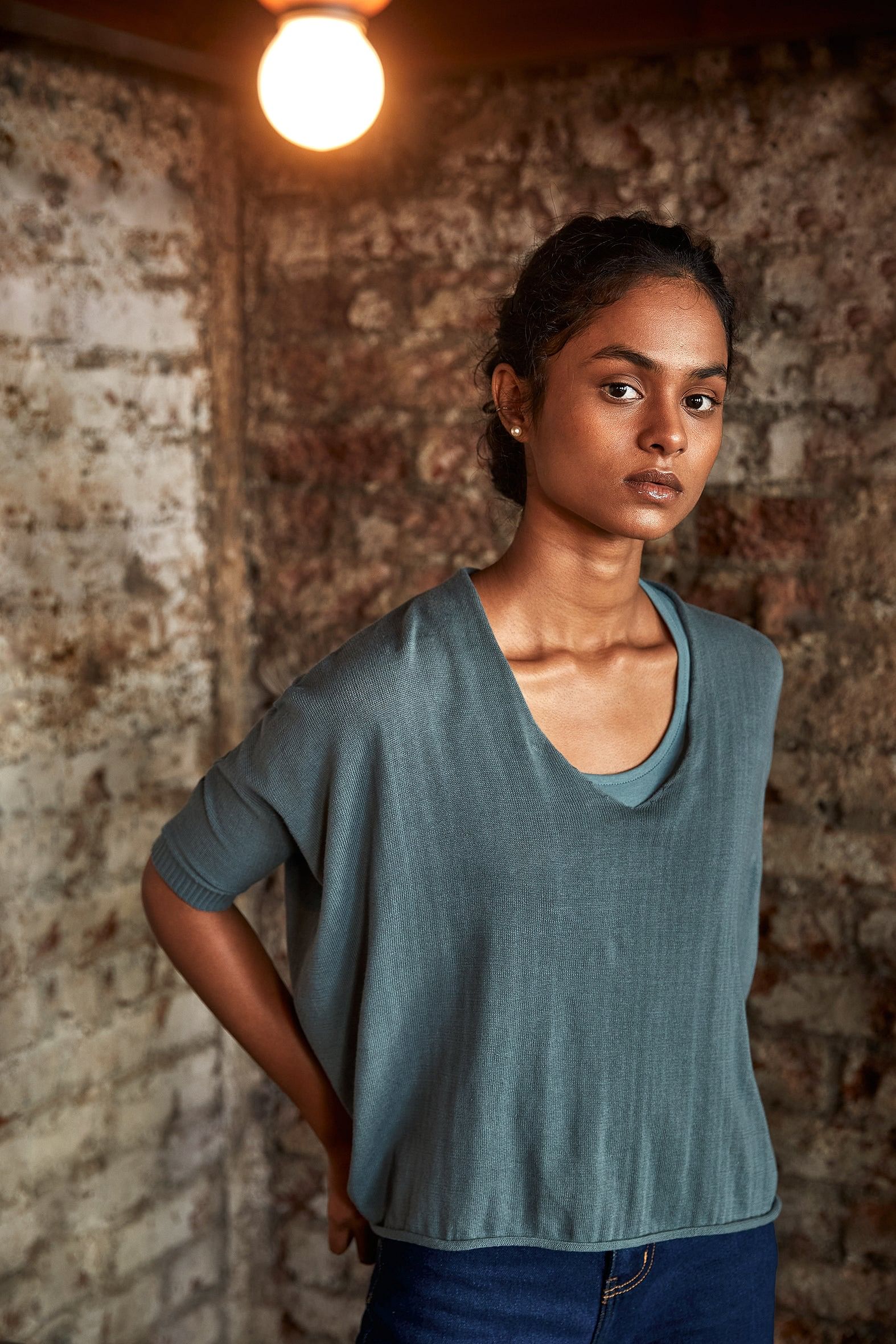 Vintage Blue Wide Top-No Nasties - Organic Cotton Clothing